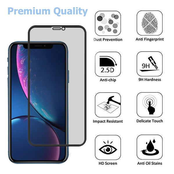 Premium AAA Full Cover Light Privacy Tempered Glass Screen Protector for Apple iPhone XR/11 - Black Edge (No package)