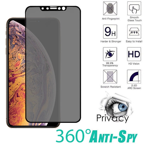 Premium AAA Full Cover Light Privacy Tempered Glass Screen Protector for Apple iPhone XS Max/11 Pro Max - Black Edge (No package)