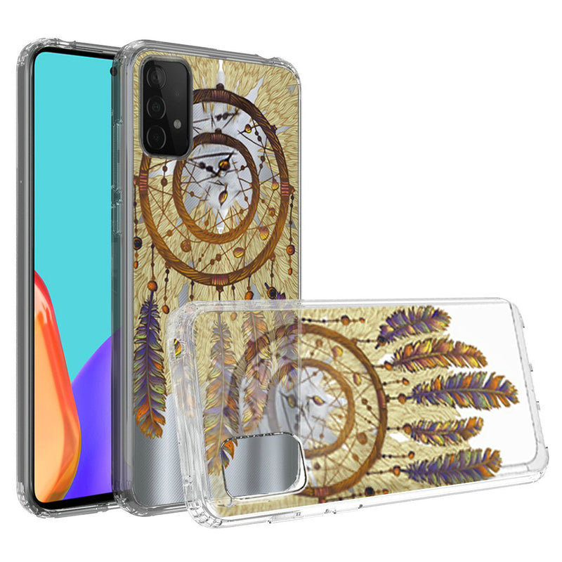 For Samsung Galaxy A52 5G Design Transparent Bumper Hybrid Case Cover - Antique Feather