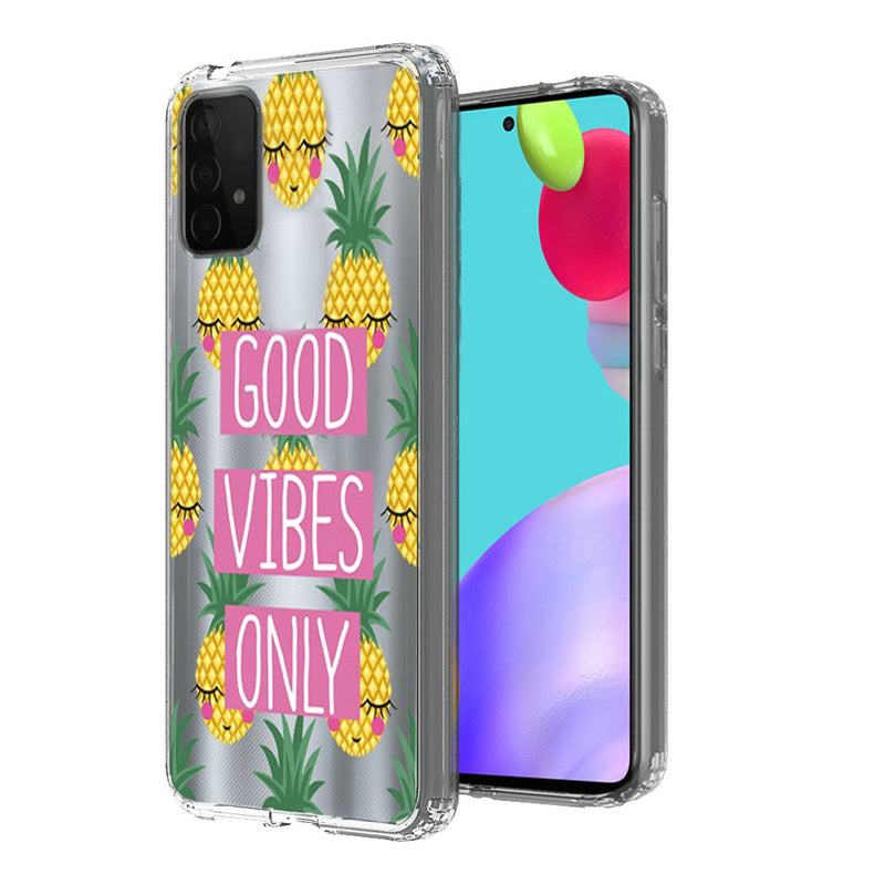 For Samsung Galaxy A52 5G Design Transparent Bumper Hybrid Case Cover - Good Vibes Only