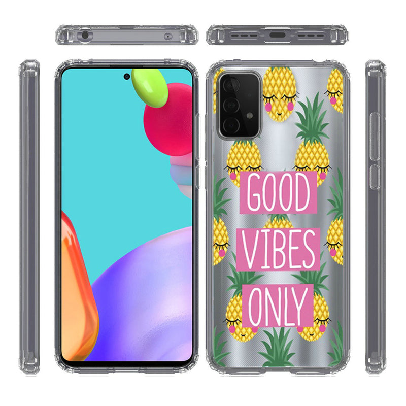 For Samsung Galaxy A52 5G Design Transparent Bumper Hybrid Case Cover - Good Vibes Only