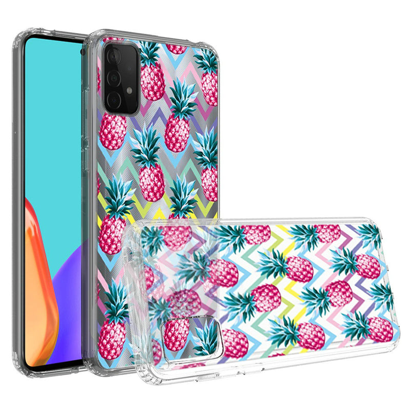 For Samsung Galaxy A52 5G Design Transparent Bumper Hybrid Case Cover - Pineapple ZigZag