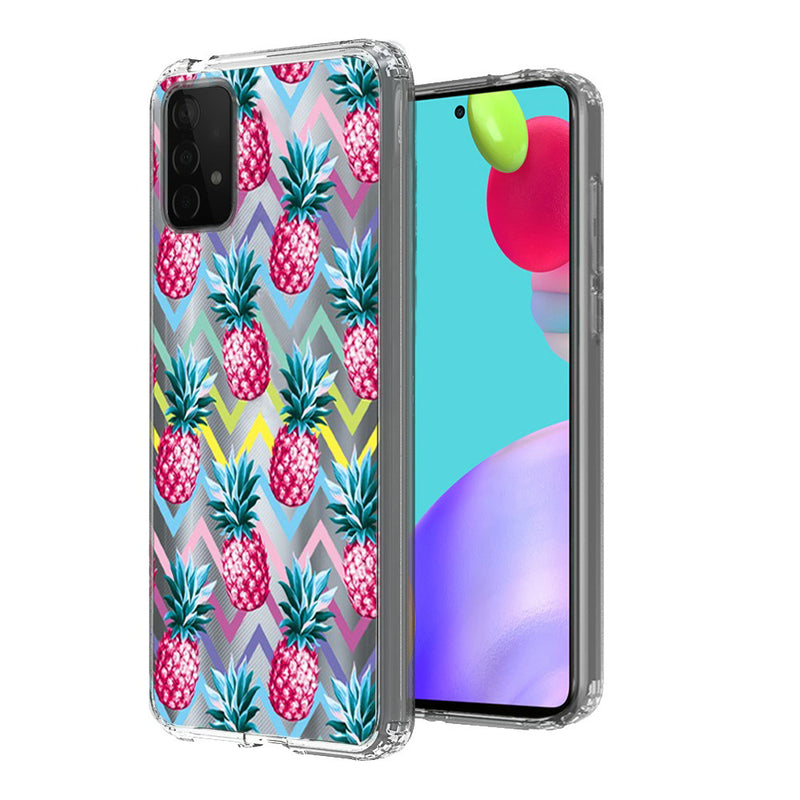 For Samsung Galaxy A52 5G Design Transparent Bumper Hybrid Case Cover - Pineapple ZigZag