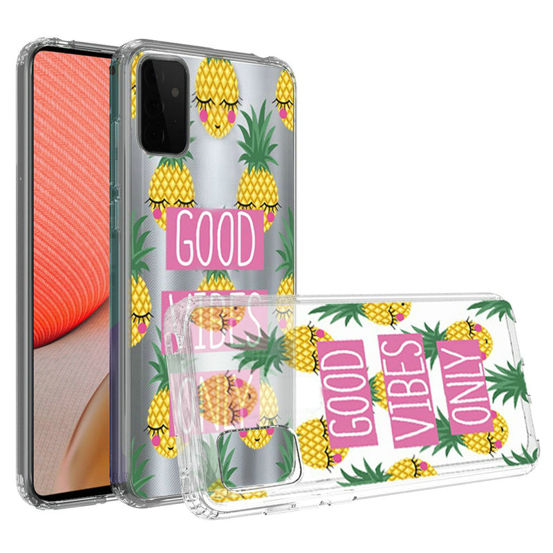 For Samsung Galaxy A72 5G Design Transparent Bumper Hybrid Case Cover - Good Vibes Only