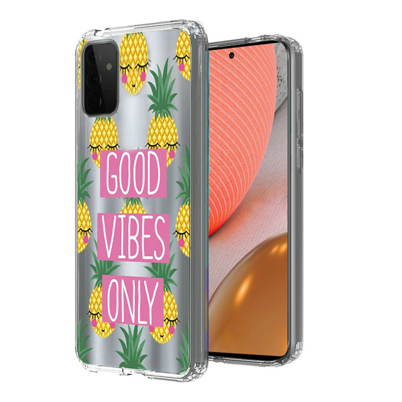 For Samsung Galaxy A72 5G Design Transparent Bumper Hybrid Case Cover - Good Vibes Only