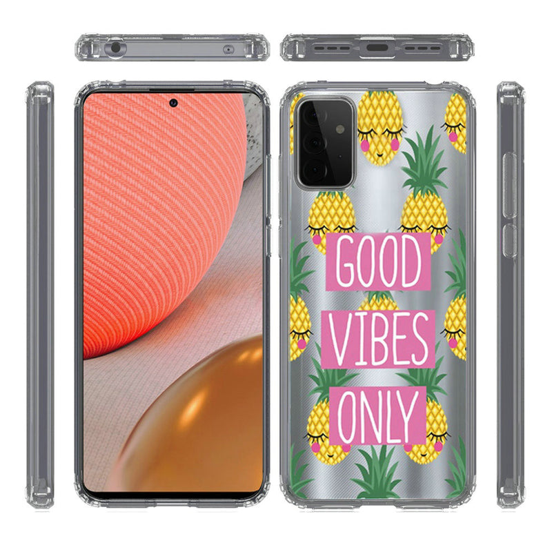 For Samsung Galaxy A72 5G Design Transparent Bumper Hybrid Case Cover - Good Vibes Only