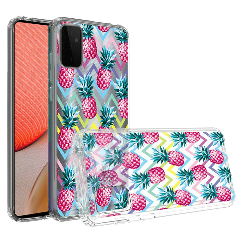 For Samsung Galaxy A72 5G Design Transparent Bumper Hybrid Case Cover - Pineapple ZigZag