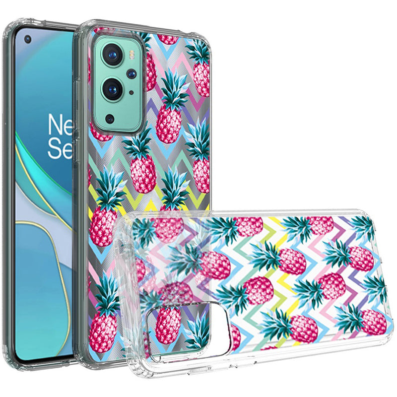 For OnePlus 9 UW Design Transparent Bumper Hybrid Case Cover - Pineapple ZigZag