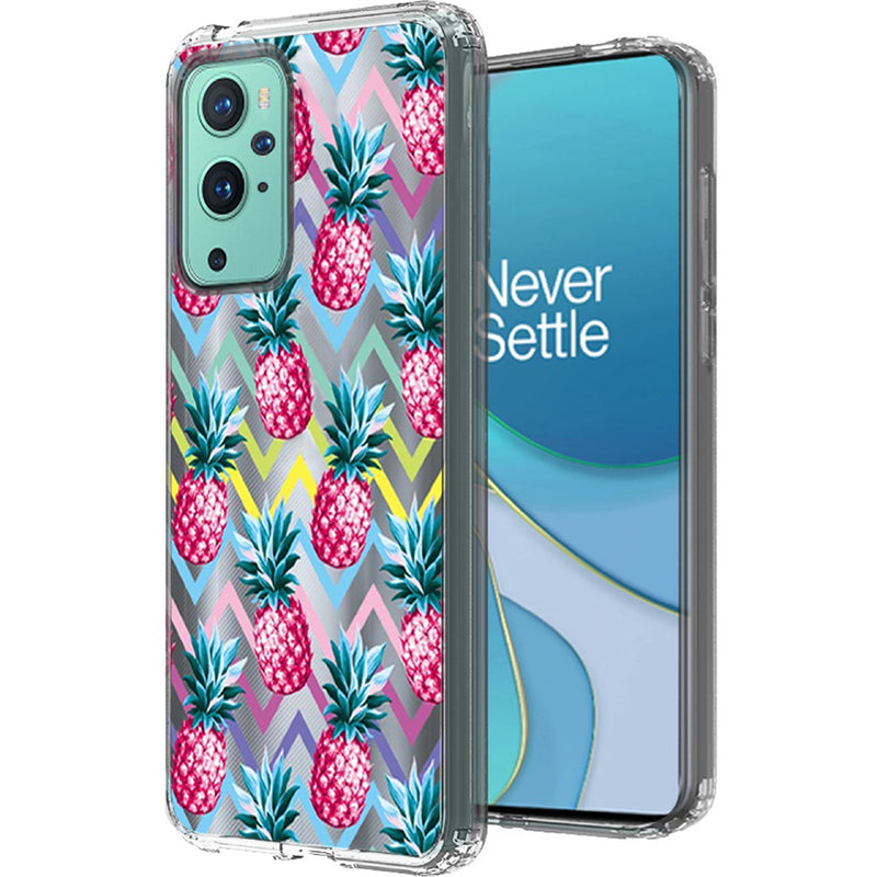 For OnePlus 9 Pro Design Transparent Bumper Hybrid Case Cover - Pineapple ZigZag