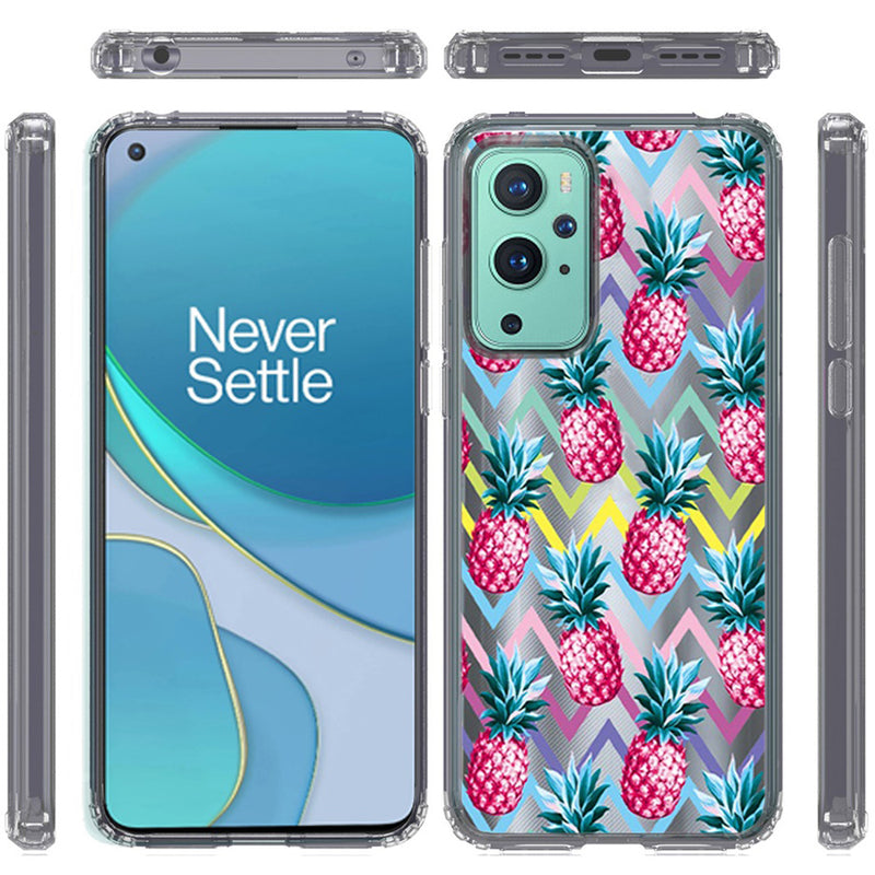 For OnePlus 9 UW Design Transparent Bumper Hybrid Case Cover - Pineapple ZigZag