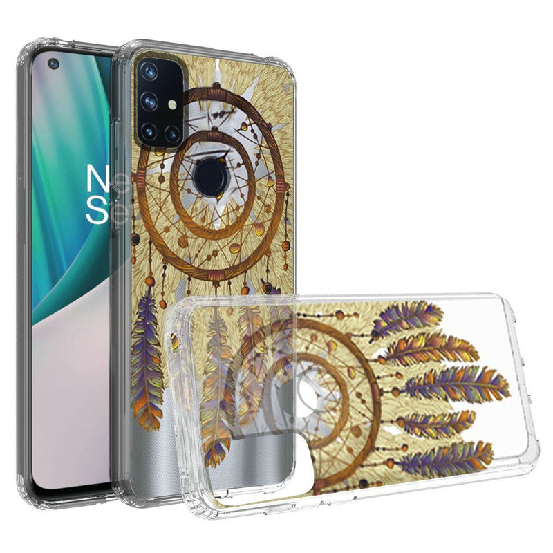 For OnePlus Nord N10 5G Design Transparent Bumper Hybrid Case Cover - Antique Feather