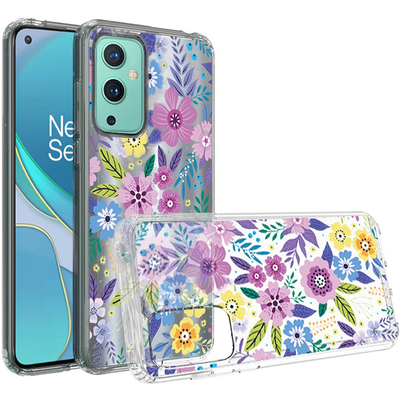 For OnePlus 9 UW Design Transparent Bumper Hybrid Case Cover - Colorful Flower Arrangement