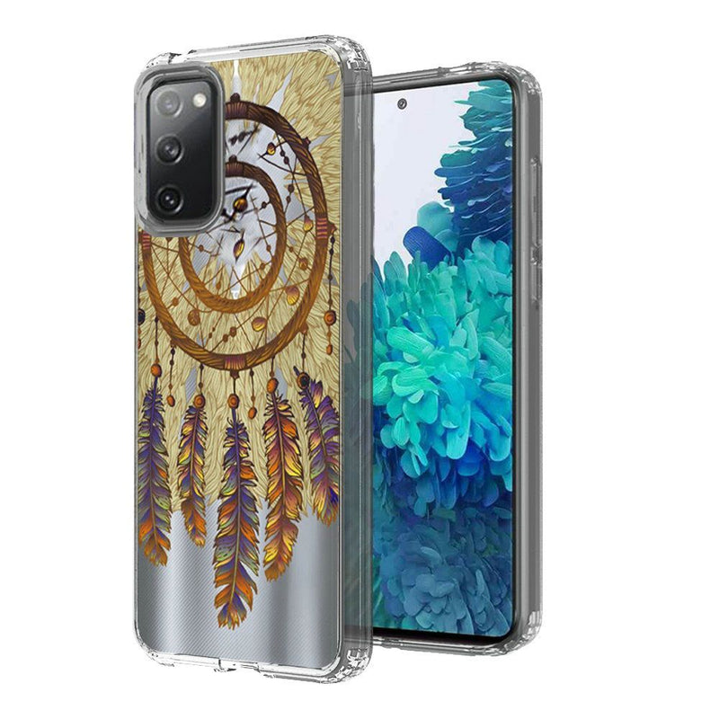 For Samsung Galaxy S20 FE 5G Design Transparent Bumper Hybrid Case Cover - Antique Feather - +