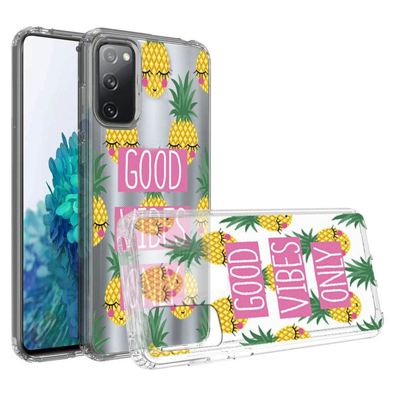 For Samsung Galaxy S20 FE 5G Design Transparent Bumper Hybrid Case Cover - Good Vibes Only