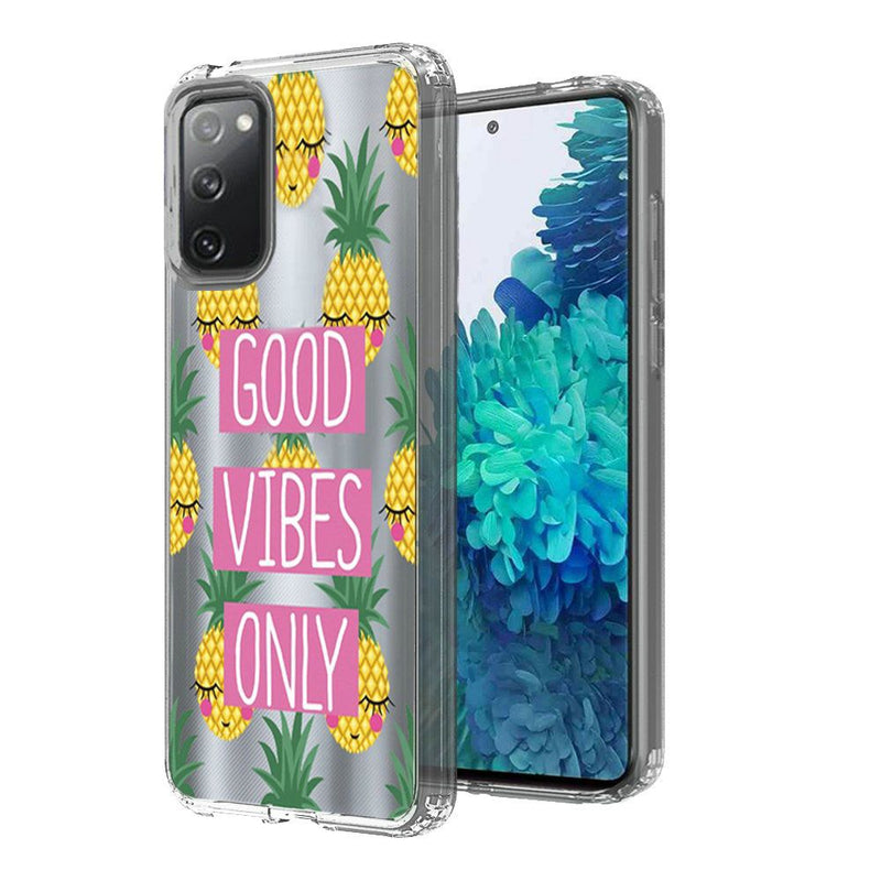 For Samsung Galaxy S20 FE 5G Design Transparent Bumper Hybrid Case Cover - Good Vibes Only