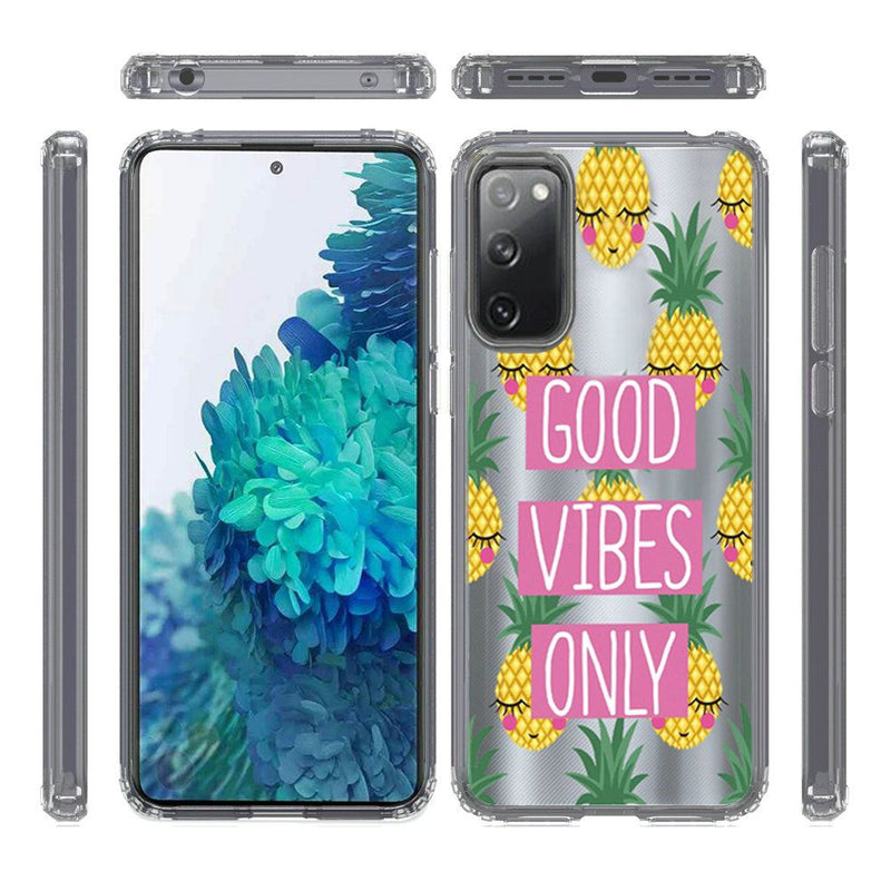 For Samsung Galaxy S20 FE 5G Design Transparent Bumper Hybrid Case Cover - Good Vibes Only