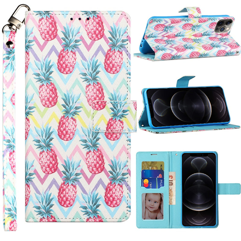 For Samsung A32 5G Design Wallet ID Money Card Holder Case Cover - Pineapple ZigZag