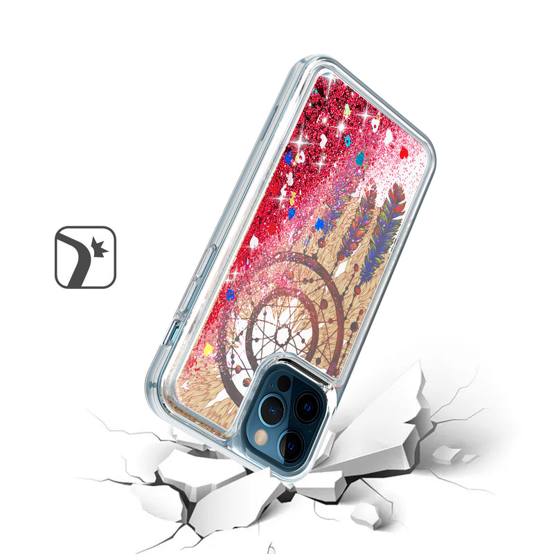 For iPhone 8 Plus/7 Plus Liquid Quicksand Glitter Cover Case - Antique Feather