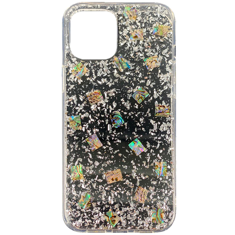 For Apple iPhone 12 6.7 inch Fashion Shell Epoxy Flakes Glitter - Clear