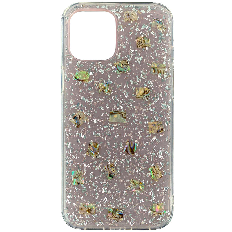 For Apple iPhone 12 6.7 inch Fashion Shell Epoxy Flakes Glitter - Light Pink