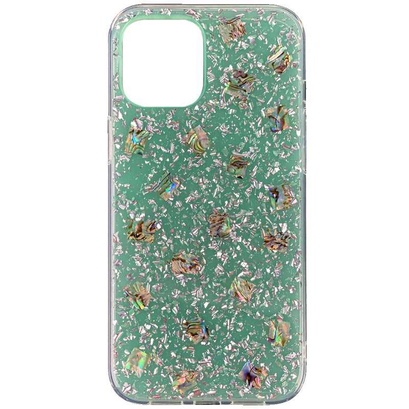 For Apple iPhone 12 6.7 inch Fashion Shell Epoxy Flakes Glitter - Teal