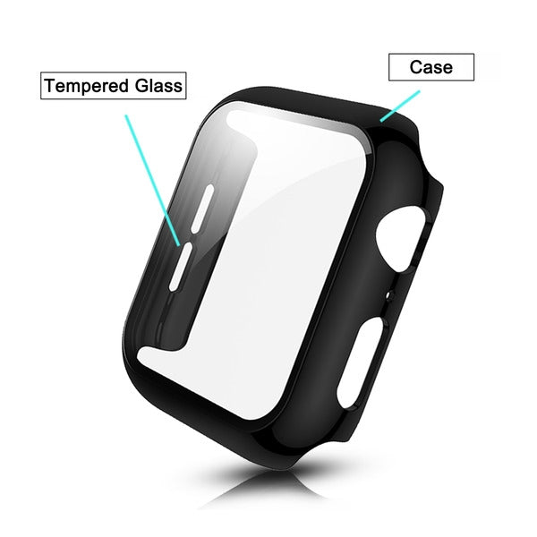 MyBat Fusion Protector Case (with Tempered Glass Screen Protector) for Apple Watch Series 4 40mm/Watch SE 40mm / Watch Series 6 40mm - Electroplated Black