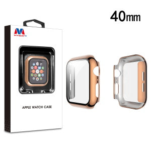 MyBat Fusion Protector Case (with Tempered Glass Screen Protector) for Apple Watch Series 4 40mm/Watch SE 40mm / Watch Series 6 40mm - Electroplated Rose Gold