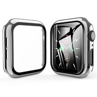 MyBat Fusion Protector Case (with Tempered Glass Screen Protector) for Apple Watch Series 4 44mm/Watch SE 44mm / Watch Series 6 44mm - Electroplated Silver