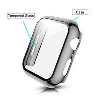 MyBat Fusion Protector Case (with Tempered Glass Screen Protector) for Apple Watch Series 4 44mm/Watch SE 44mm / Watch Series 6 44mm - Electroplated Silver