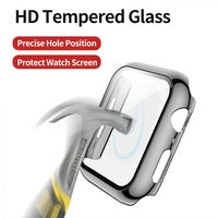 MyBat Fusion Protector Case (with Tempered Glass Screen Protector) for Apple Watch Series 4 44mm/Watch SE 44mm / Watch Series 6 44mm - Electroplated Silver