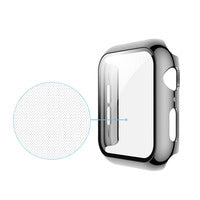 MyBat Fusion Protector Case (with Tempered Glass Screen Protector) for Apple Watch Series 4 44mm/Watch SE 44mm / Watch Series 6 44mm - Electroplated Silver