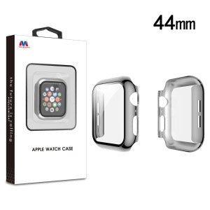 MyBat Fusion Protector Case (with Tempered Glass Screen Protector) for Apple Watch Series 4 44mm/Watch SE 44mm / Watch Series 6 44mm - Electroplated Silver