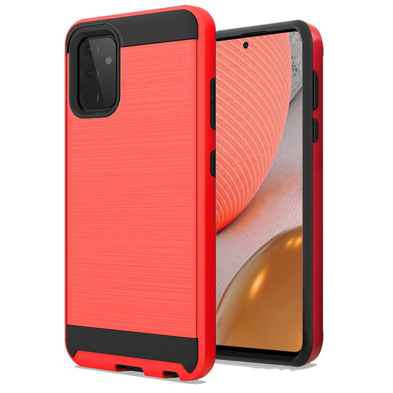 For Samsung Galaxy A72 5G Metallic Design Hybrid Case Cover - Red