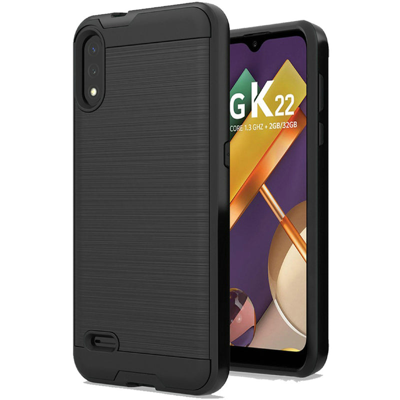 For LG K22 K32 5G Metallic Design Hybrid Case Cover - Black