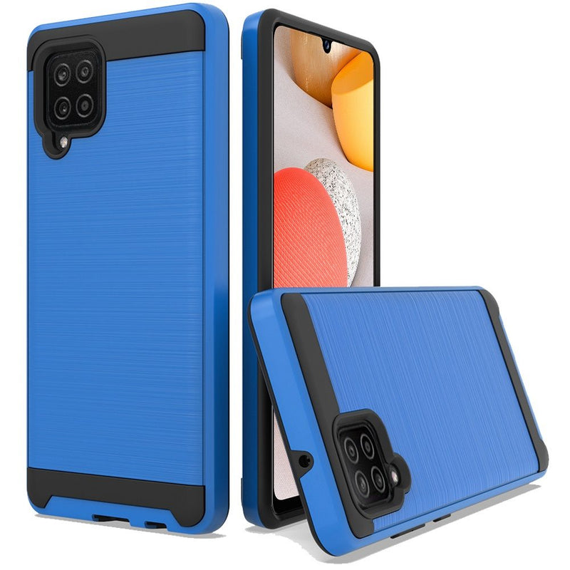 For Samsung A42 5G Metal Brushed Design Hybrid Case Cover - Blue