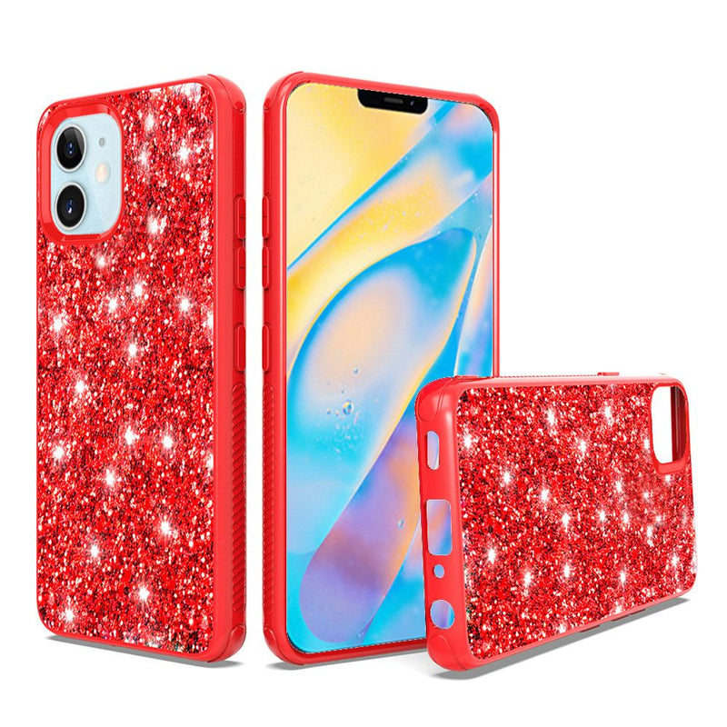 For iPhone 12 Mini 5.4 Sparkle Glitter Bling Case Cover - Red