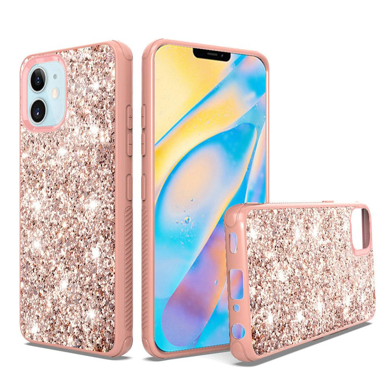 For iPhone 12 Mini 5.4 Sparkle Glitter Bling Case Cover - Rose Gold