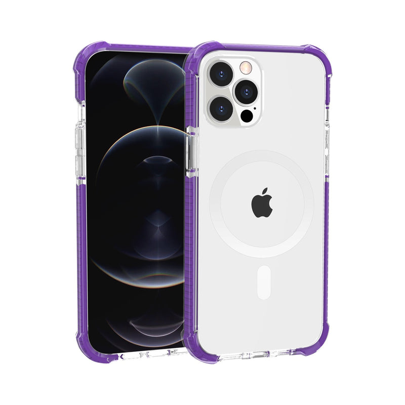 For Apple iPhone 14 PRO MAX 6.7" MegSafe Compatible Acrylic Tough 2.5mm Transparent ShockProof Hybrid Case Cover - Purple