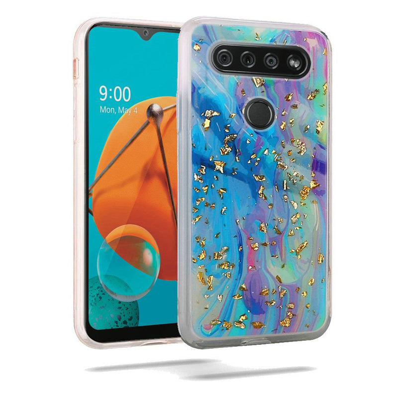 For LG K51 Marble Glitter Shiny TPU Case Cover - Colorful Galaxy