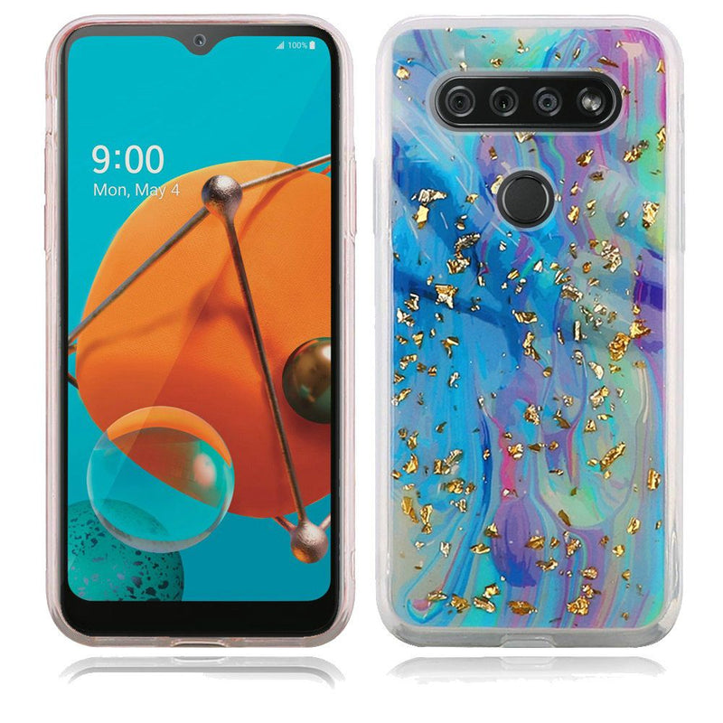 For LG K51 Marble Glitter Shiny TPU Case Cover - Colorful Galaxy