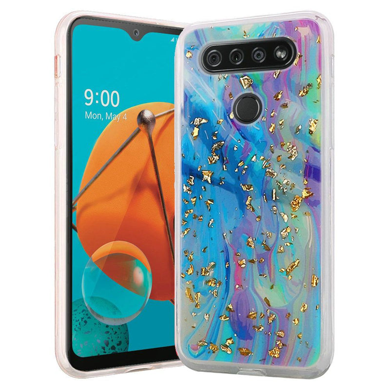 For LG K51 Marble Glitter Shiny TPU Case Cover - Colorful Galaxy