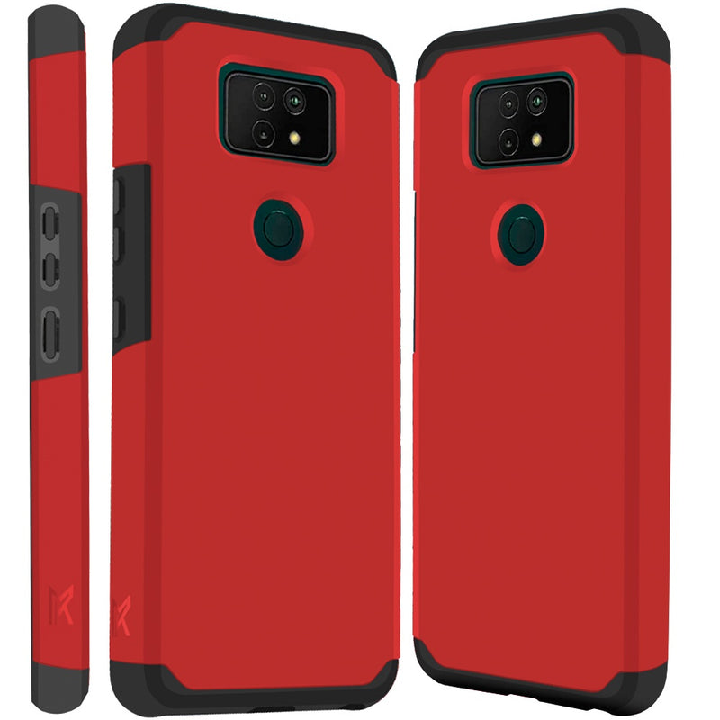 For Cricket Ovation 2 Premium Minimalistic Slim Tough ShockProof Hybrid Case Cover - Flame Scarlet