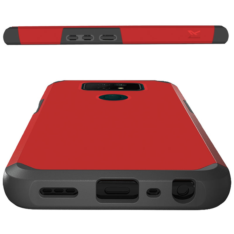 For Cricket Ovation 2 Premium Minimalistic Slim Tough ShockProof Hybrid Case Cover - Flame Scarlet