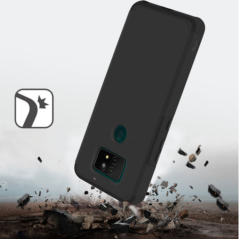 For Cricket Ovation 2 Premium Minimalistic Slim Tough ShockProof Hybrid Case Cover - Black