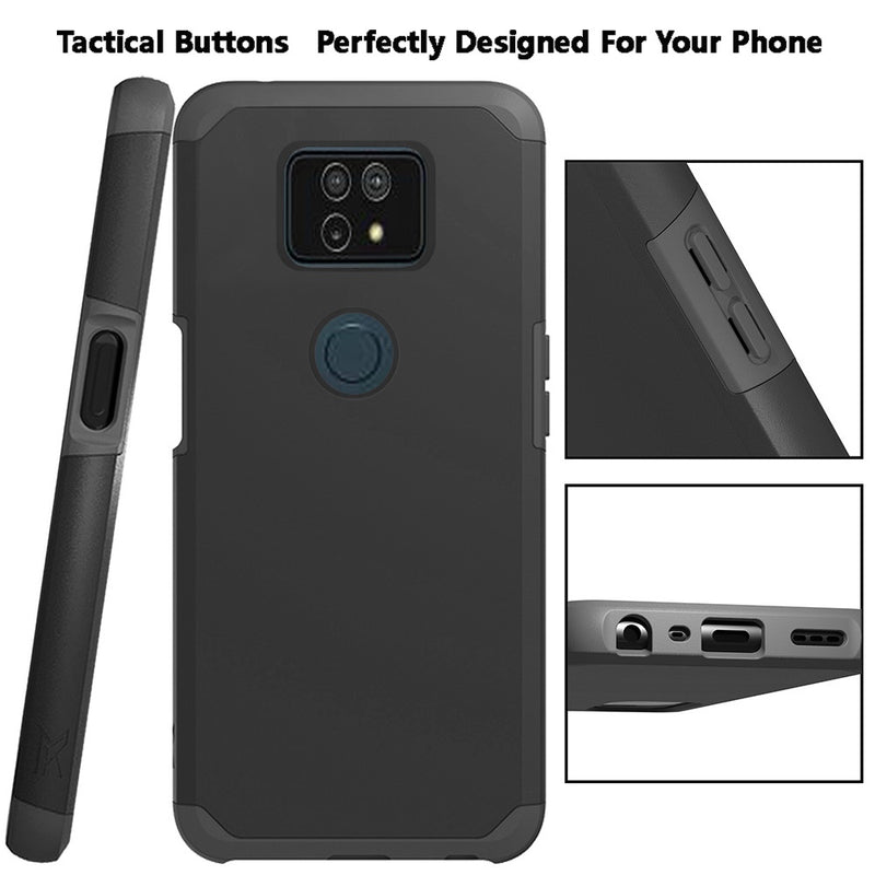 For Cricket Ovation 2 Premium Minimalistic Slim Tough ShockProof Hybrid Case Cover - Black