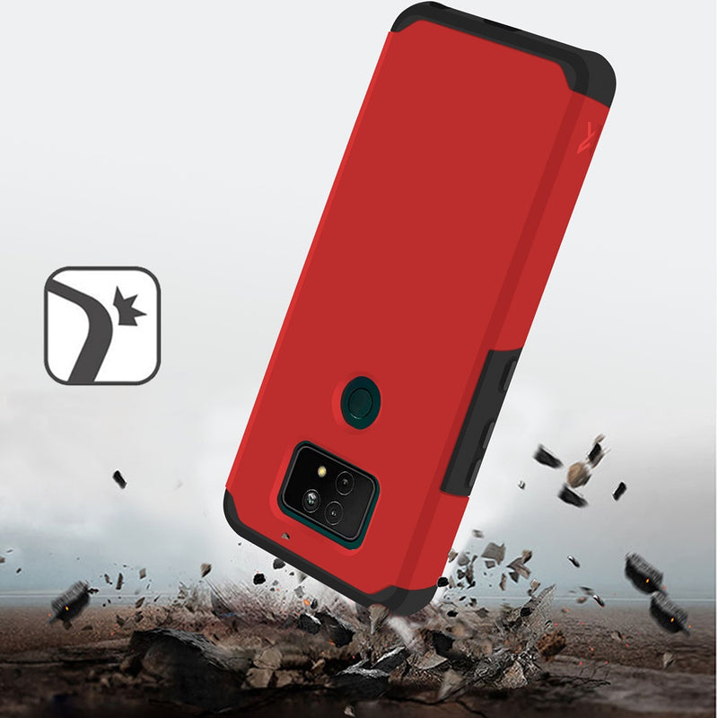 For Cricket Ovation 2 Premium Minimalistic Slim Tough ShockProof Hybrid Case Cover - Flame Scarlet