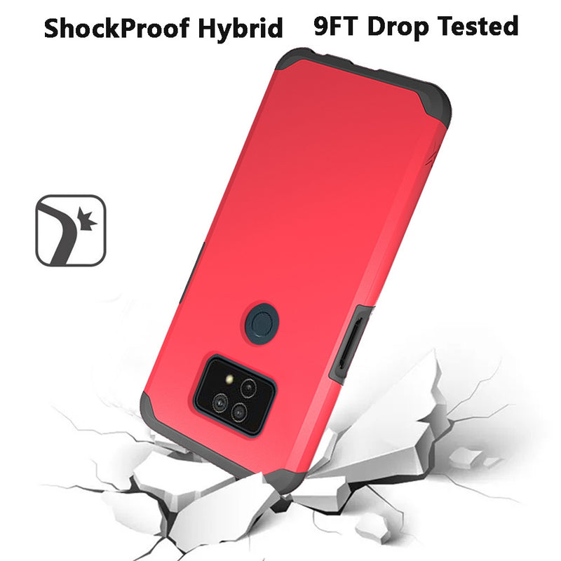 For Cricket Ovation 2 Premium Minimalistic Slim Tough ShockProof Hybrid Case Cover - Flame Scarlet