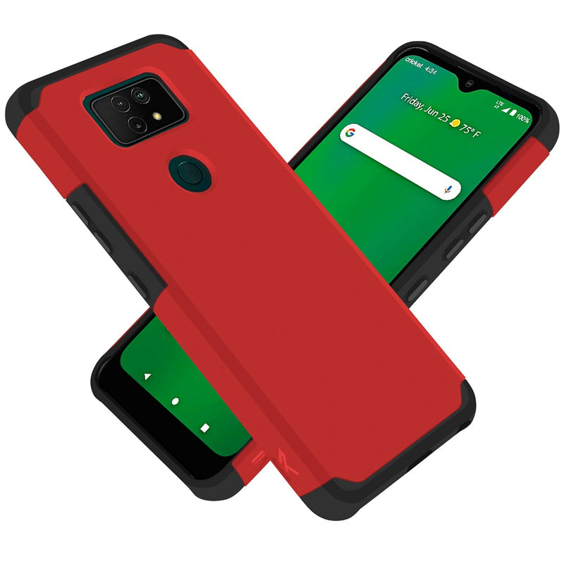 For Cricket Ovation 2 Premium Minimalistic Slim Tough ShockProof Hybrid Case Cover - Flame Scarlet