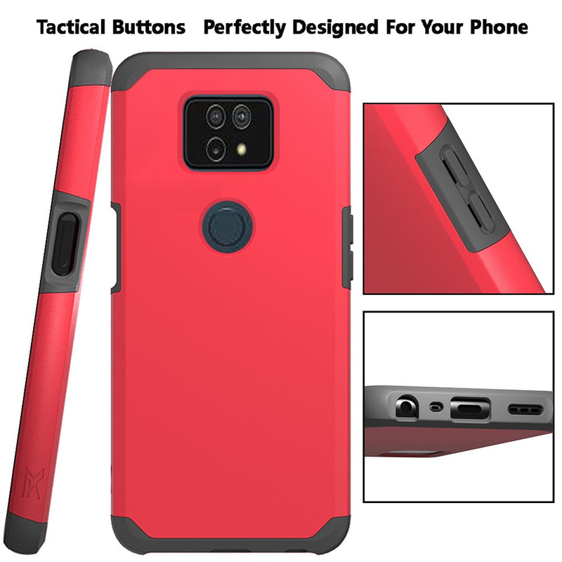 For Cricket Ovation 2 Premium Minimalistic Slim Tough ShockProof Hybrid Case Cover - Flame Scarlet