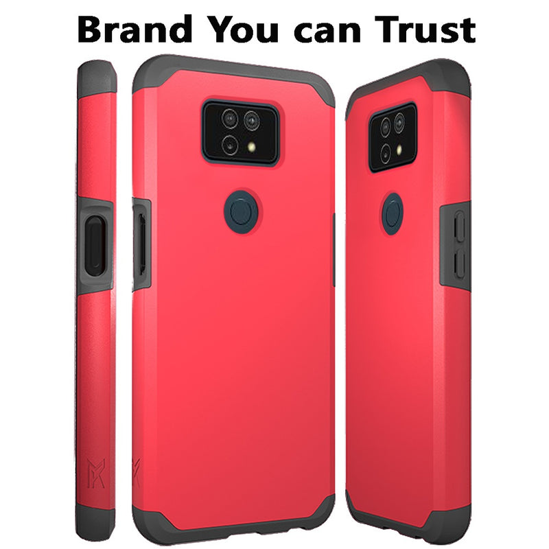 For Cricket Ovation 2 Premium Minimalistic Slim Tough ShockProof Hybrid Case Cover - Flame Scarlet